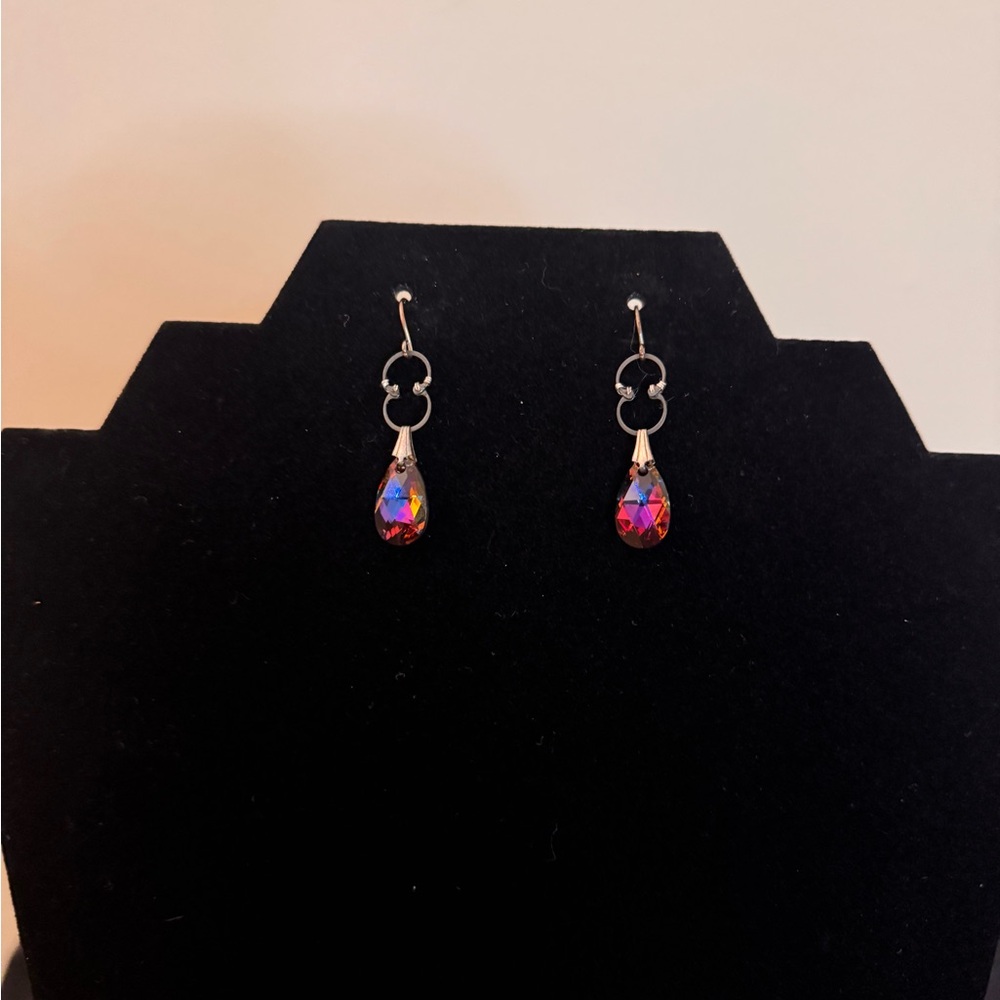Silver & Purple Teardrop Earrings